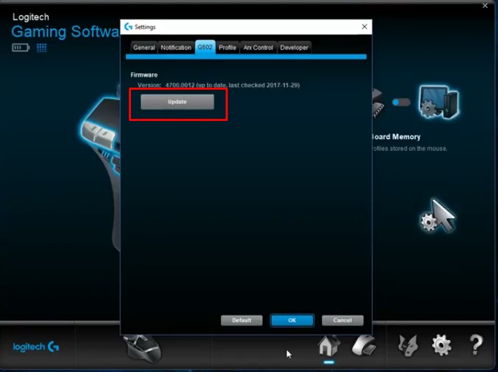 Logitech G602 software update