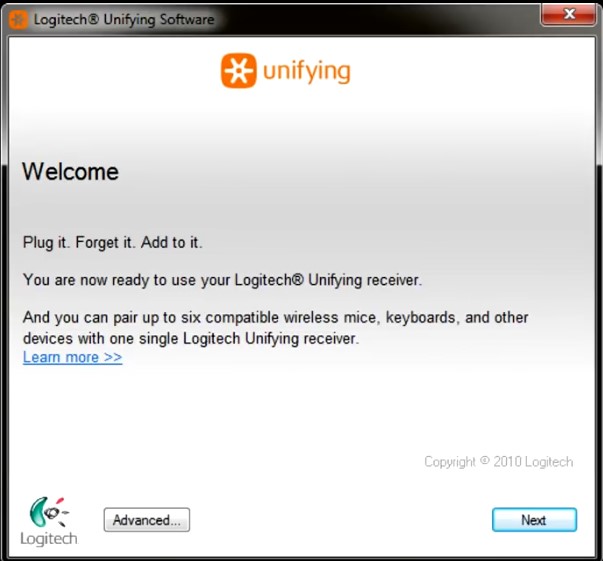 unifying software install starting welcome page