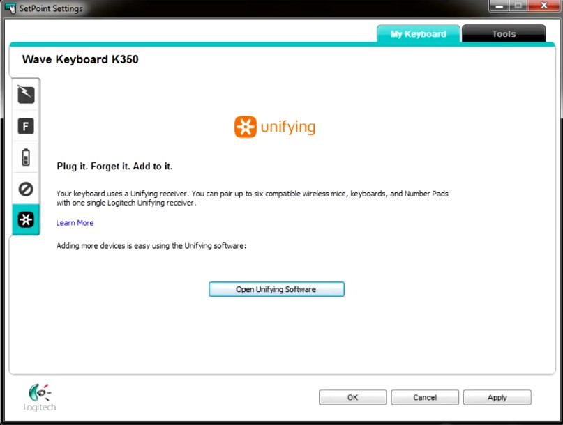 Logitech unifying software with keyboard k350