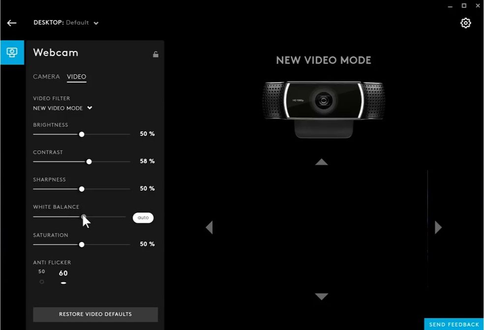 logitech c922 camera settings