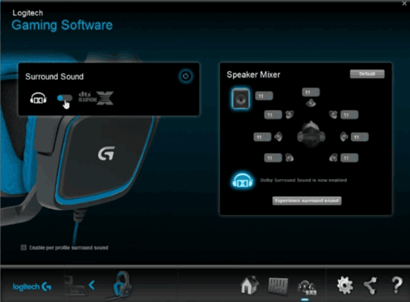 Headset G430 settings with Logitech gaming software