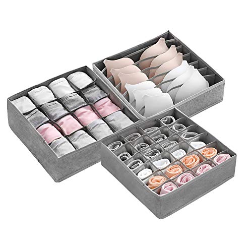 LEADSTAR Drawer Organizer, 3 PCS Drawer Dividers, Foldable Underwear Organizer, Clothes Organizer Storage Boxes Closet Organizer for Socks, Bras, Ties