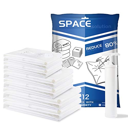 Vacuum Storage Bags 12 Units,4*Jumbo+4*Large+4*Small dust-proof vacuum storage for clothes, bedding, pillows, travel
