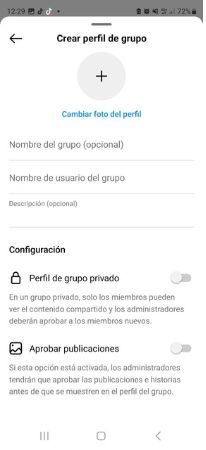 You can see the screen of a mobile showing the configuration of the new function "Group profiles" 