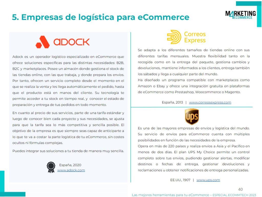 page of a ppt describing three logistics companies