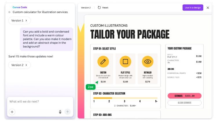 Image that shows the operation of Canva Programming