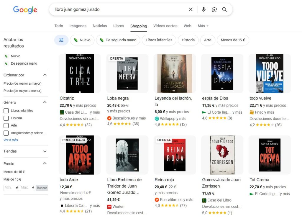 Google Shopping results for search 